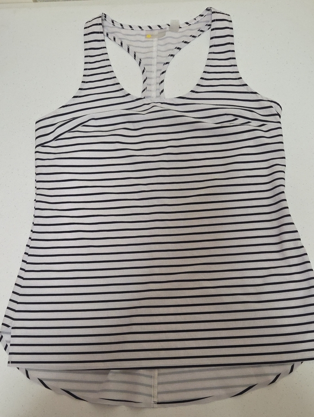 Zella White and Black Striped Racerback Tank